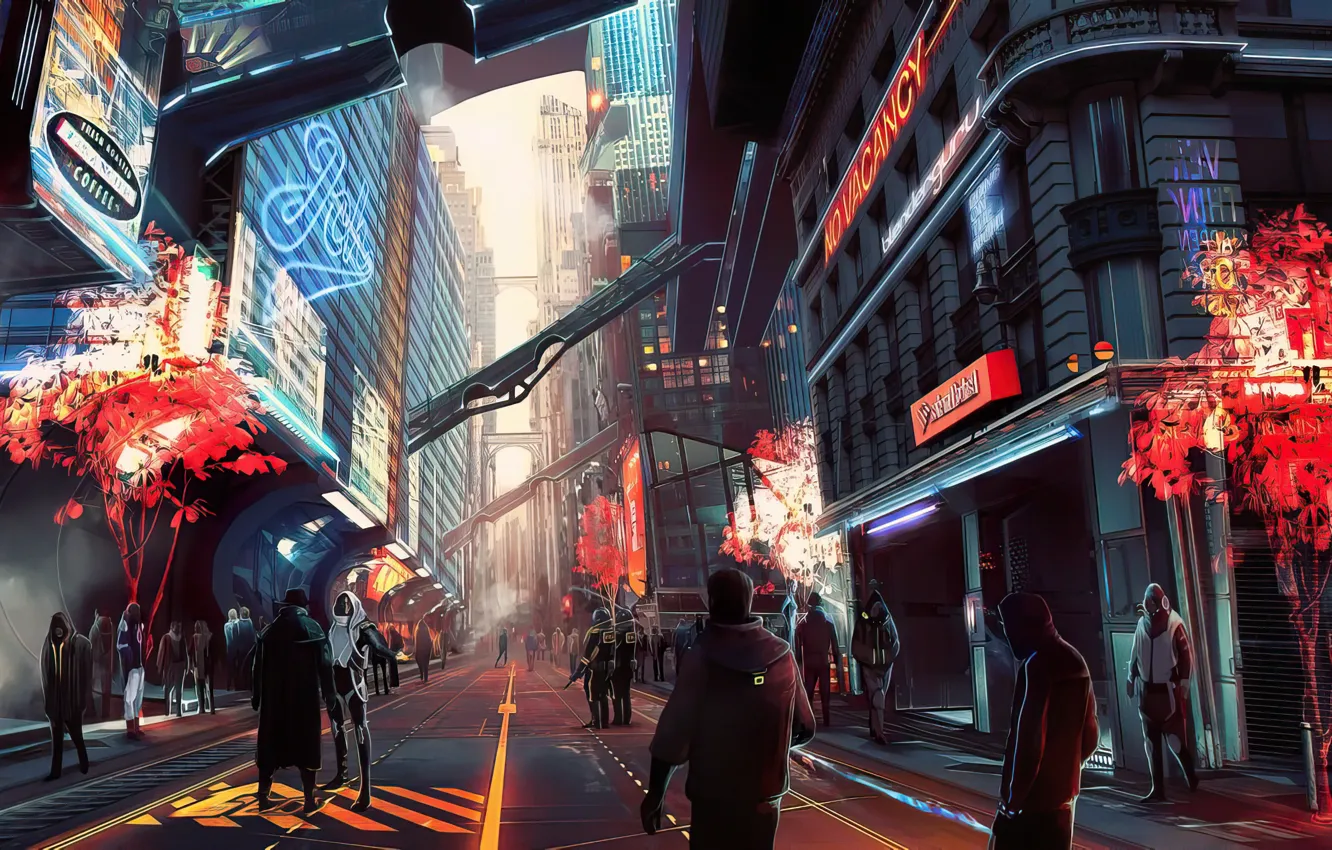 Photo wallpaper city, art, fantastic, Future, cyberpank