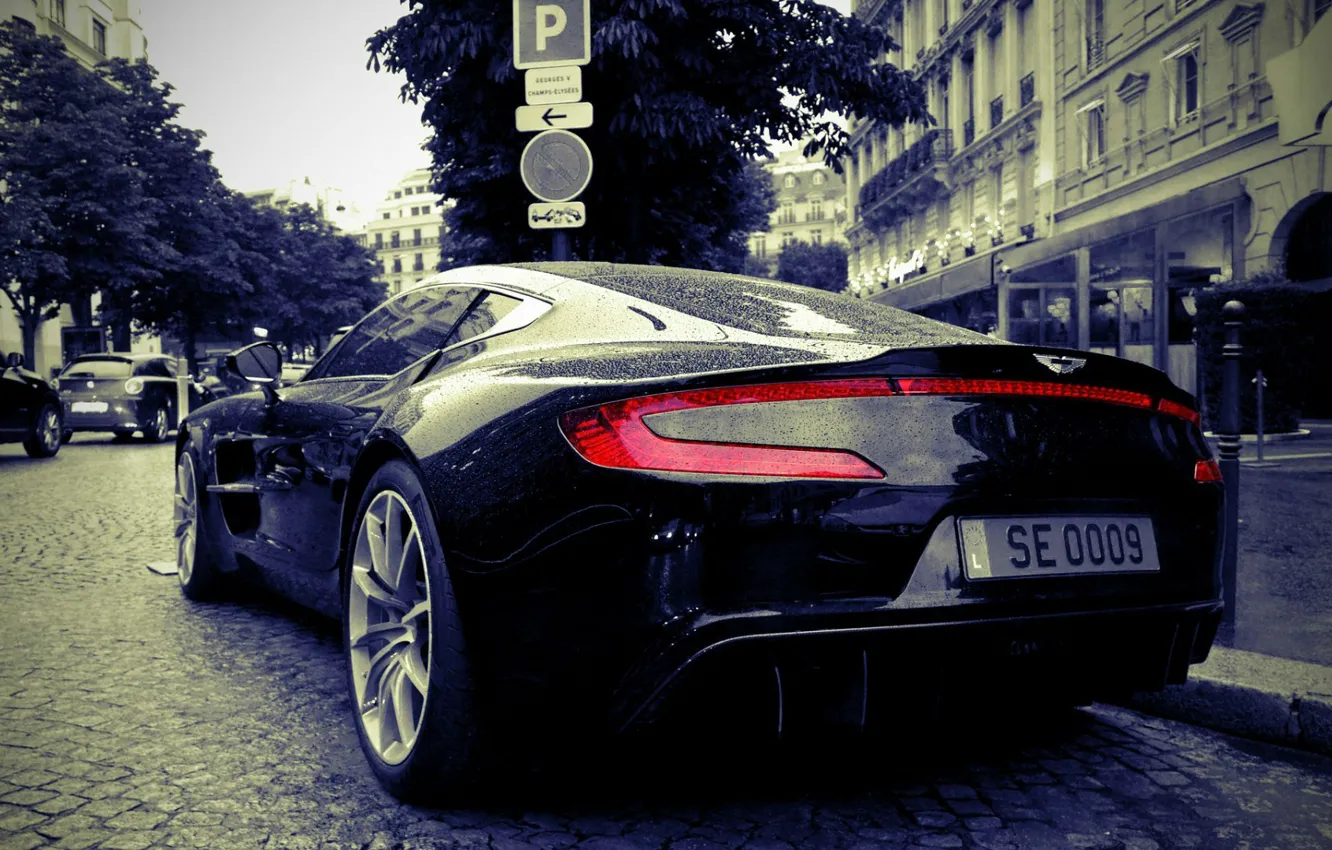 Photo wallpaper rain, Aston Martin, street, one 77