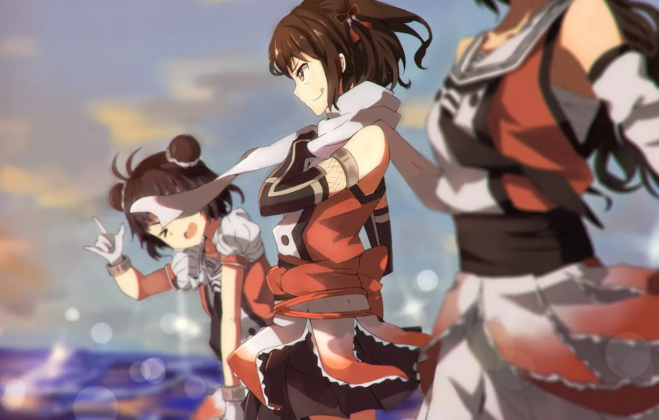 Photo wallpaper girl, joy, anime, art, tomato, kantai collection, Sendai, Naka