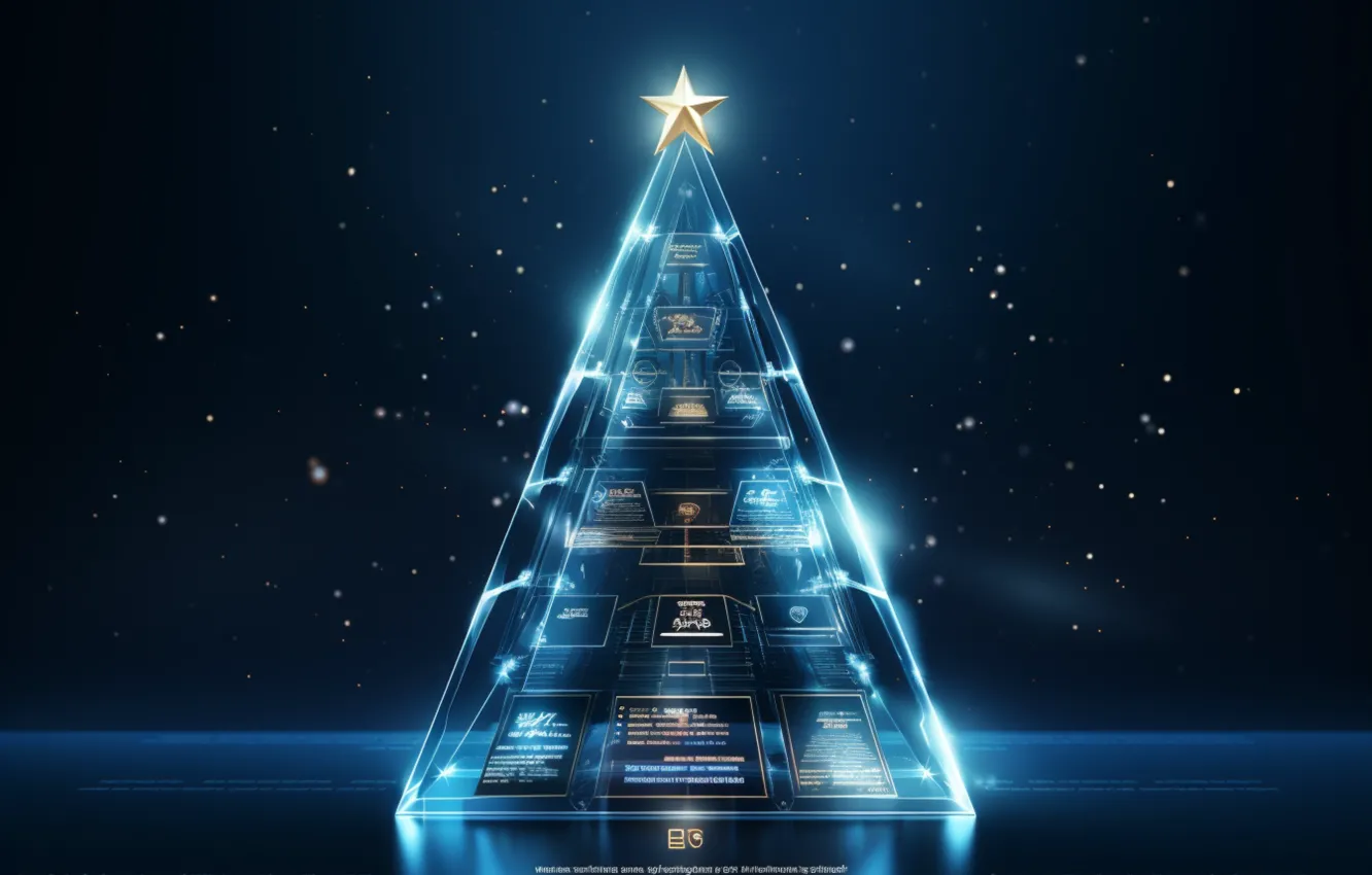 Photo wallpaper lights, new year, Christmas, herringbone, blue background, Christmas tree, futuristic, AI art