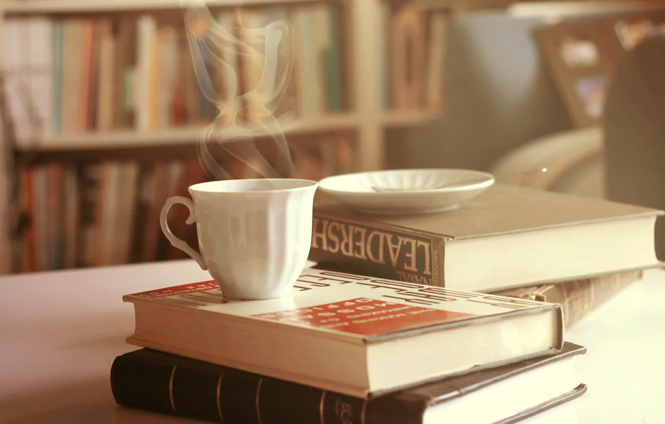 Photo wallpaper books, couples, mug, Cup, saucer