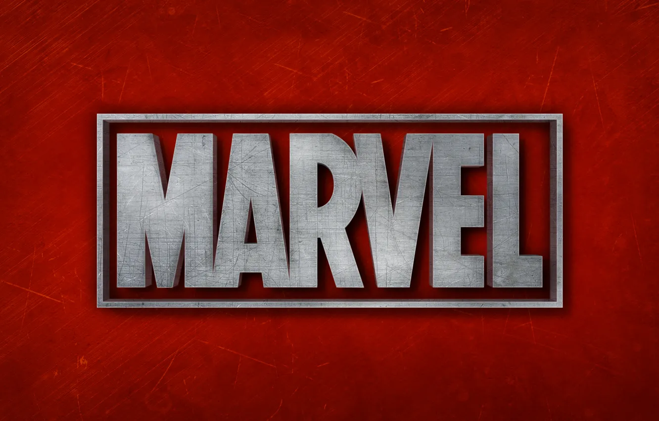 Photo wallpaper red, background, logo, red, logo, Marvel, Marvel