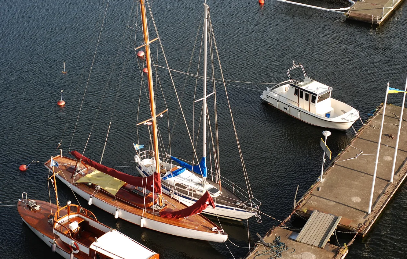 Photo wallpaper yachts, pier, Stockholm, Sweden, Sweden, Barkas, Stockholm
