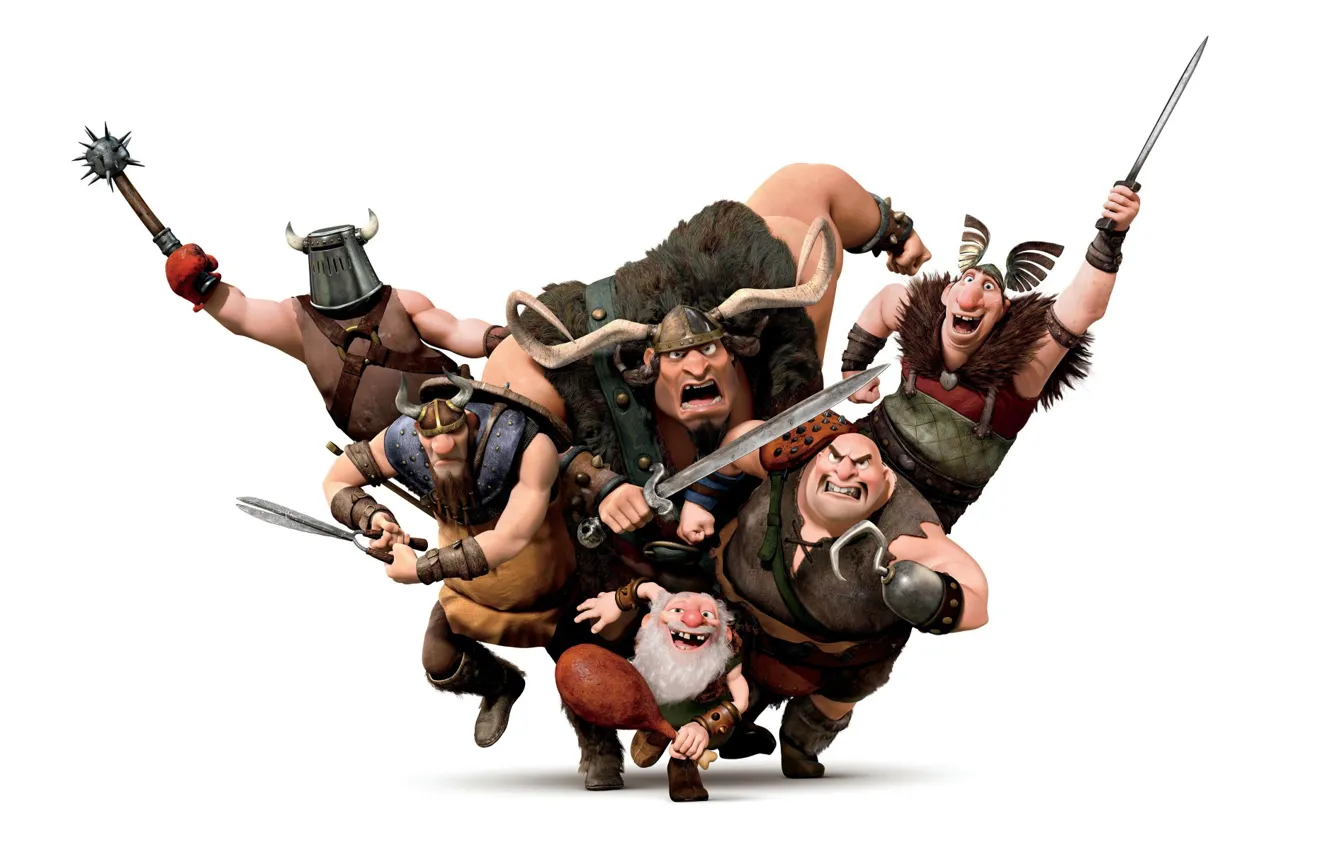 Photo wallpaper attack, cartoon, warriors, Rapunzel, the Vikings