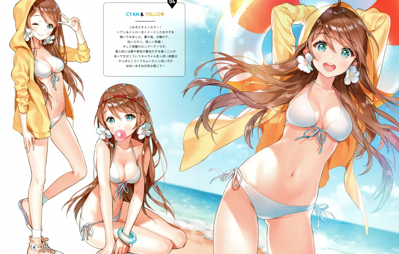 Photo wallpaper swimsuit, summer, girl, Scan, ancotaku