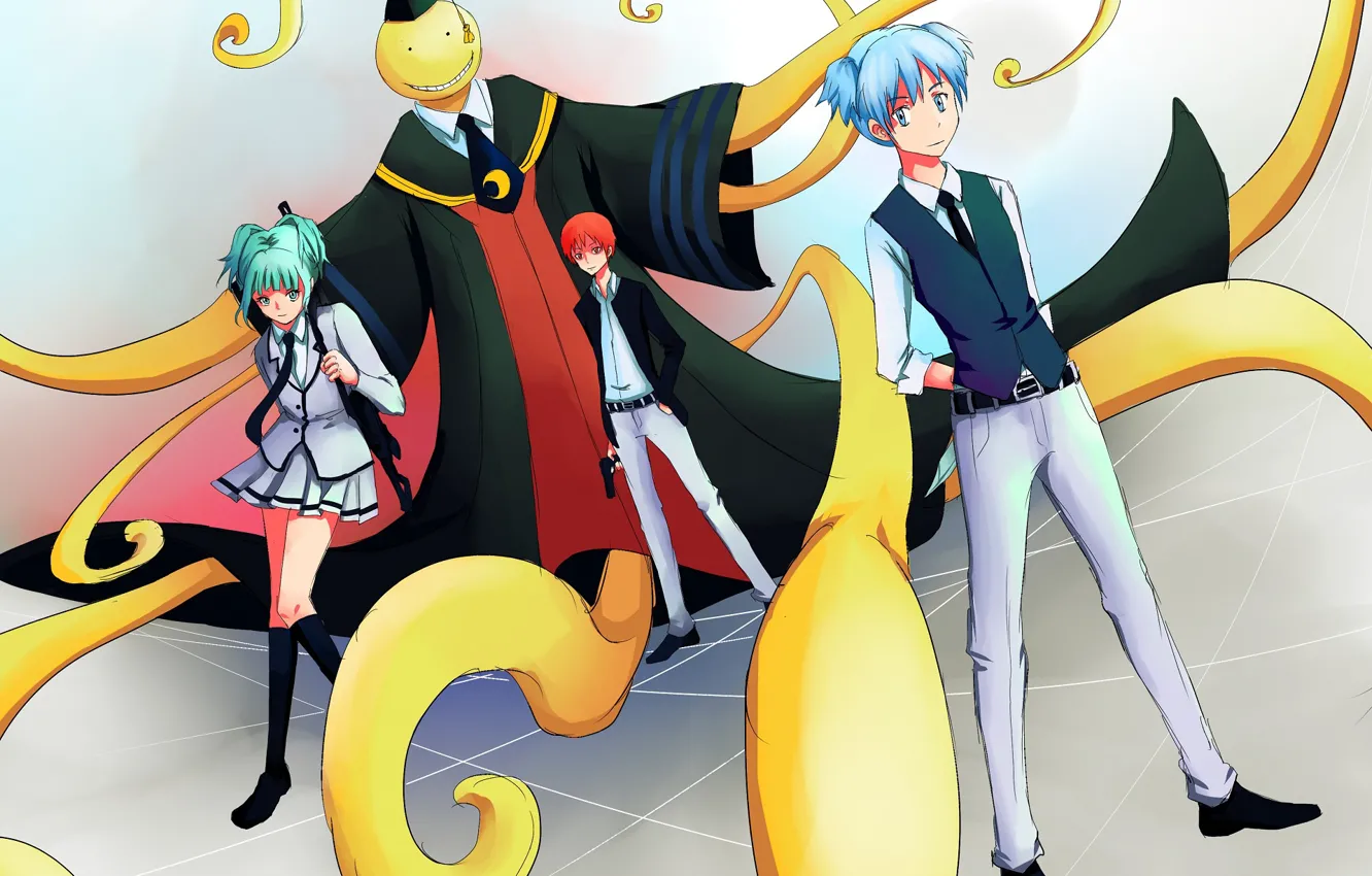 Photo wallpaper students, The class assassins, Ansatsu Kyoushitsu, Assassination Classroom, Koro Sensei