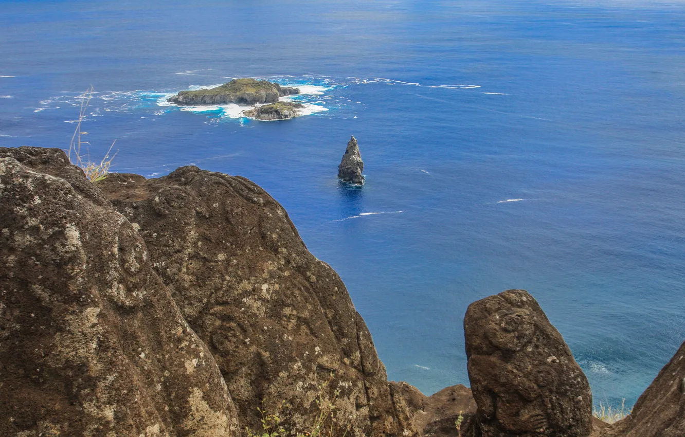 Photo wallpaper sea, open, rocks, island