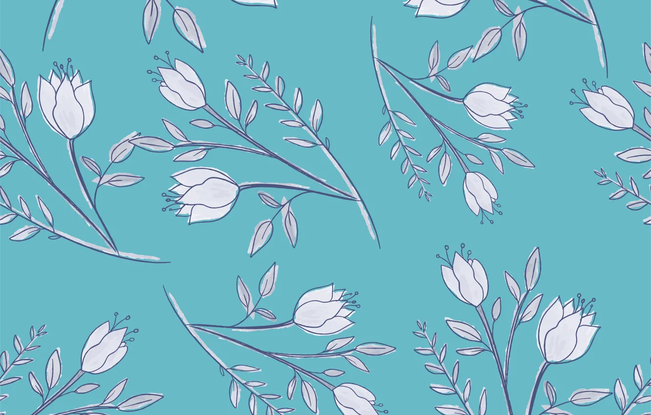 Photo wallpaper flowers, background, white, seamless