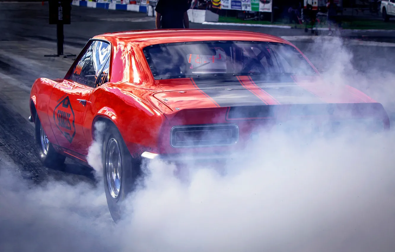 Photo wallpaper smoke, Chevrolet, drift, Chevrolet Camaro