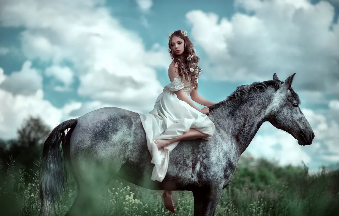 Photo wallpaper girl, horse, horse, photographer, girl, Maria Lipina