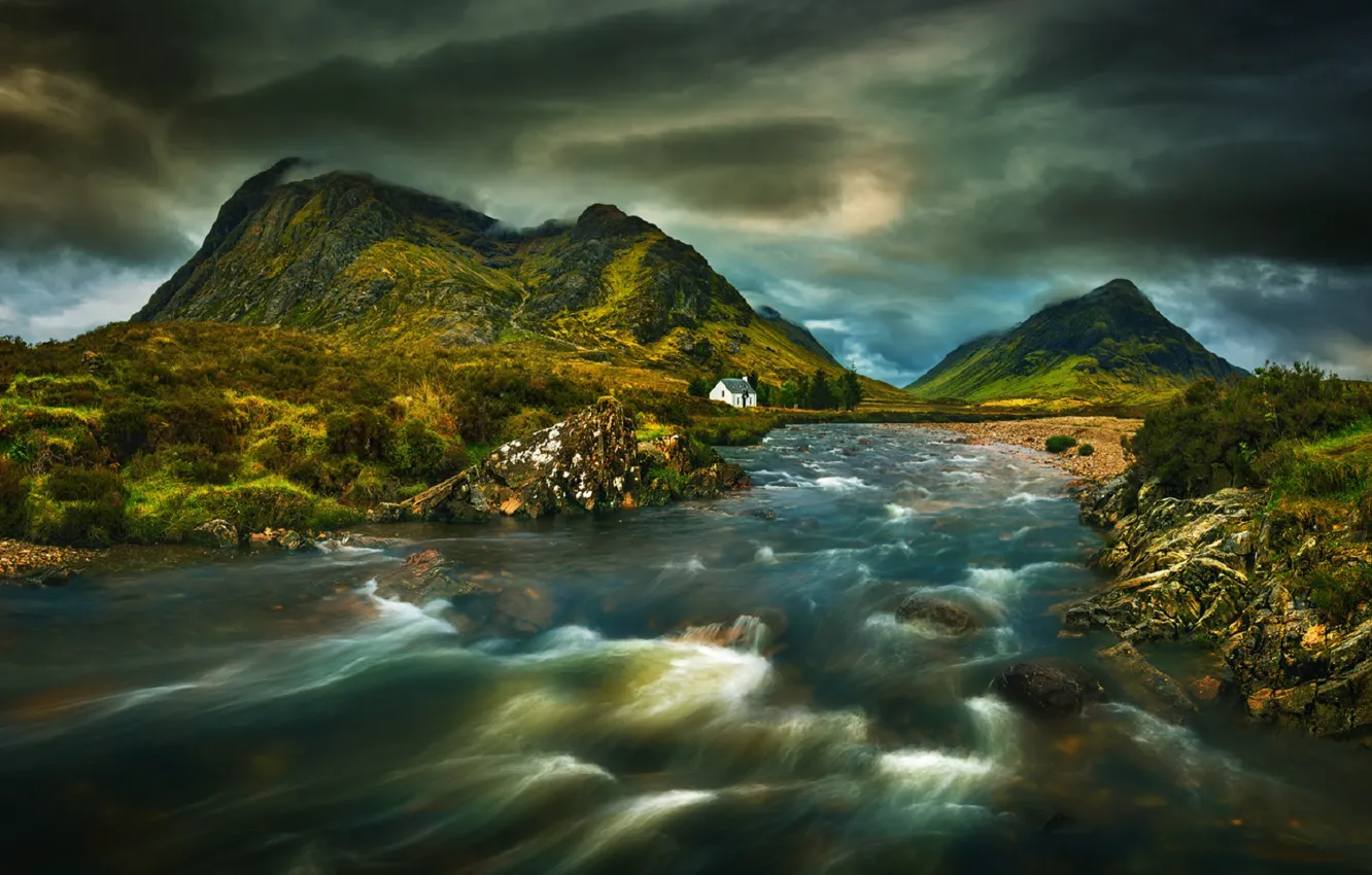 Photo wallpaper the sky, water, mountains, river, for, home