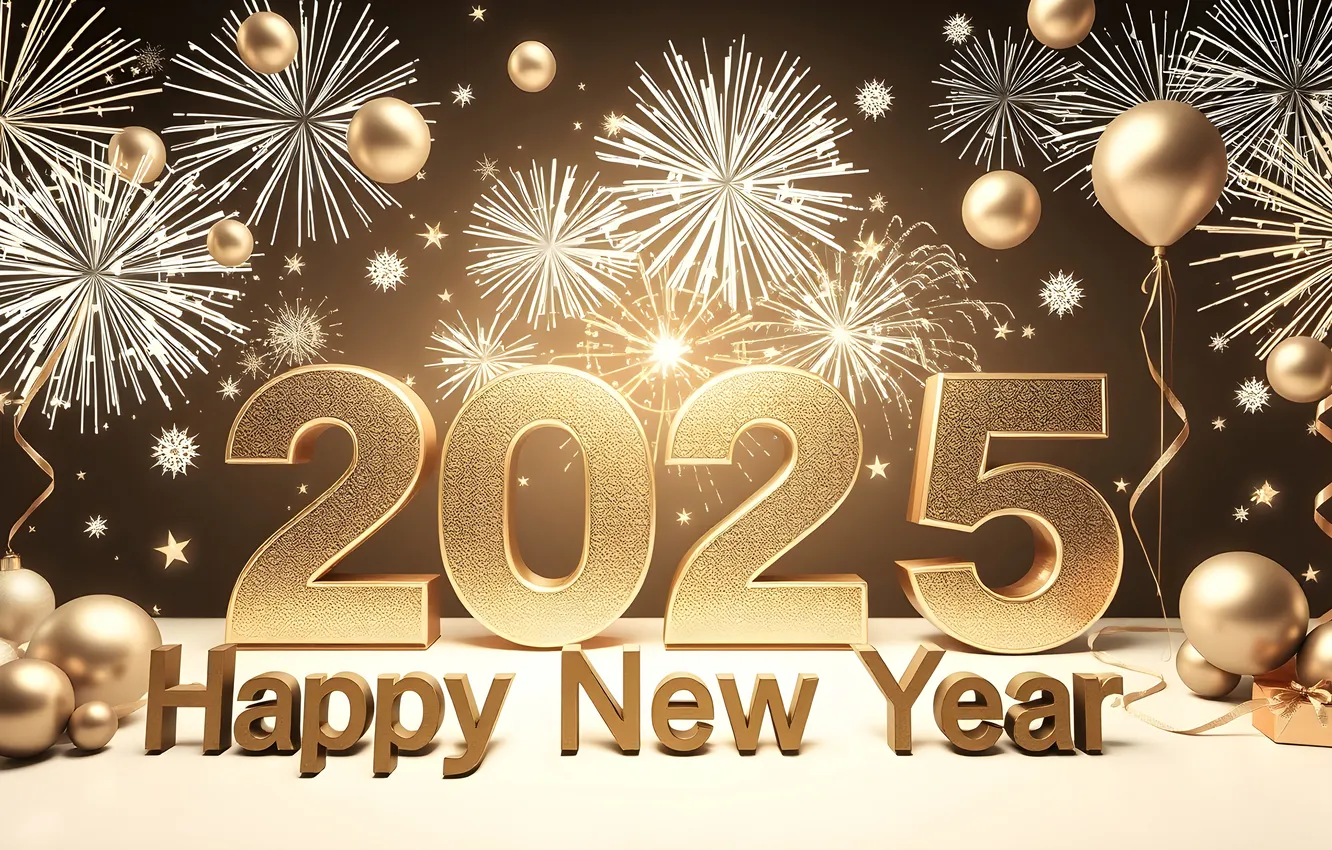 Photo wallpaper new year, figures, date, 2025, AI art, New Year 2025, neural network