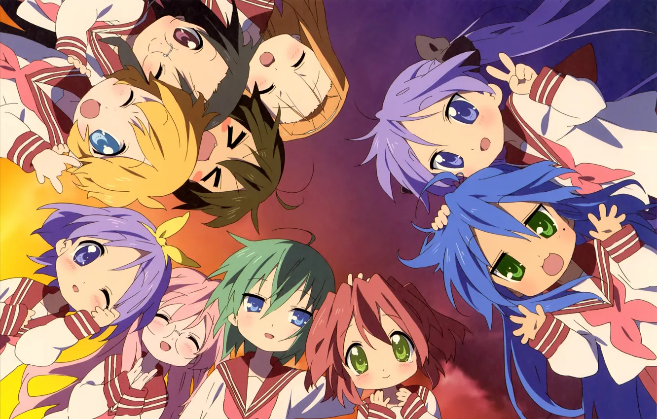 Photo wallpaper girl, anime, manga, seifuku, Lucky Star, japonese