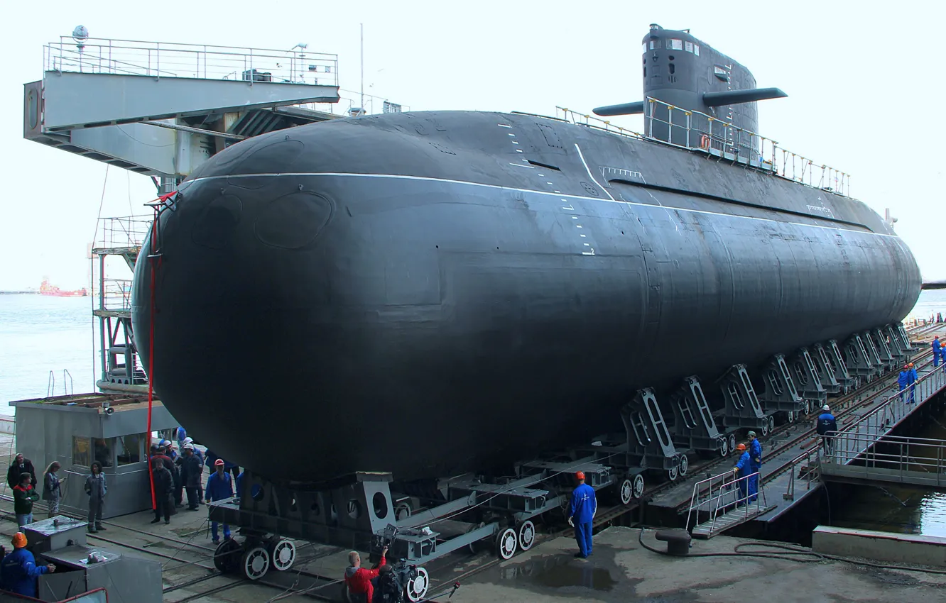 Photo wallpaper submarine, Navy, launching, Kronstadt, the project 677