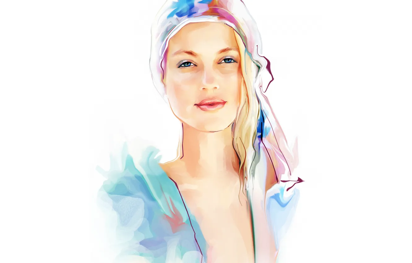 Photo wallpaper look, blonde, Tatiana Nikitina, drawn girl, Tatiana Nikitina