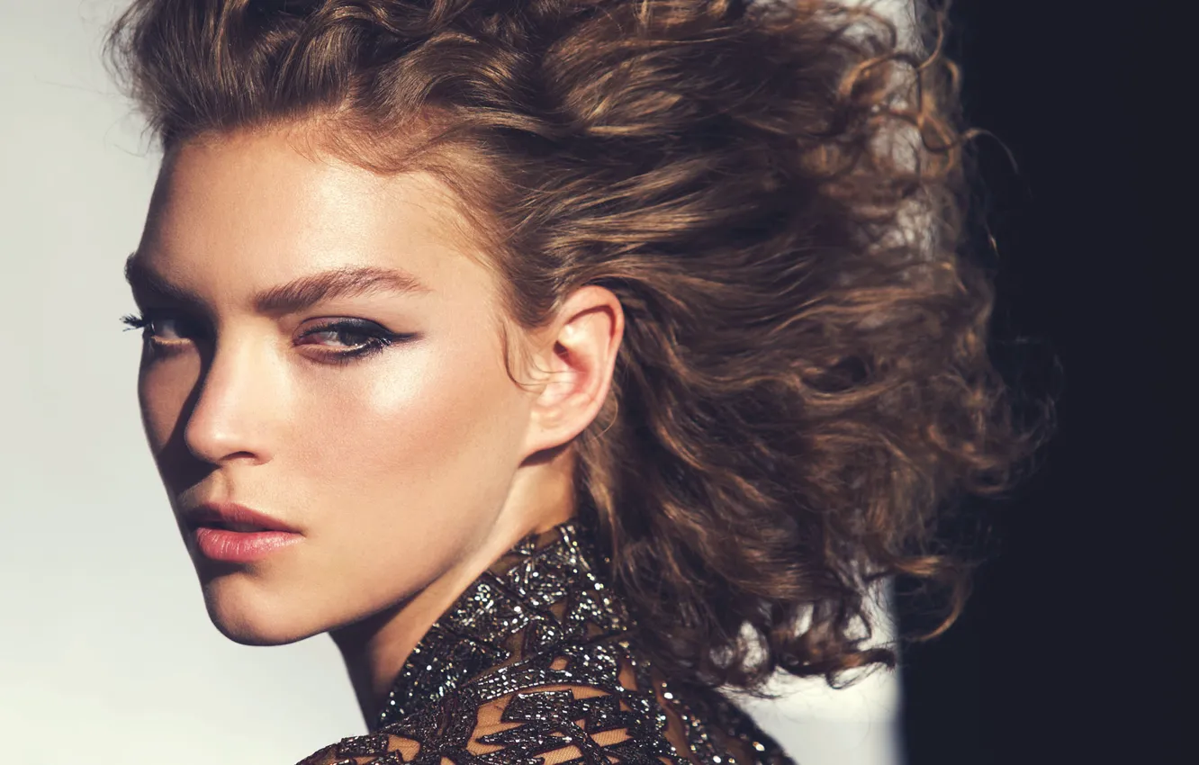 Photo wallpaper face, model, portrait, makeup, hairstyle, brown hair, closeup, Arizona Muse