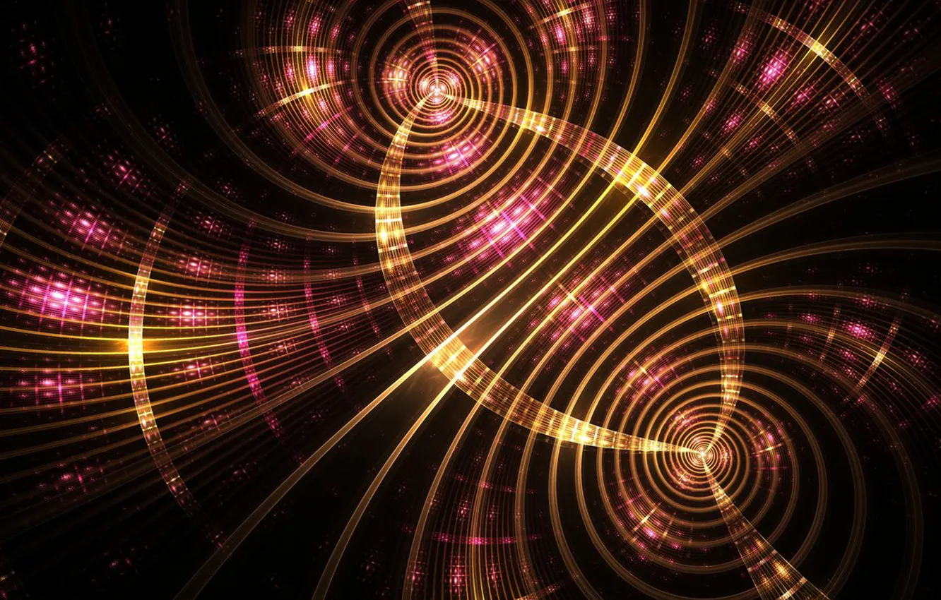 Photo wallpaper wave, light, circles, glare, flash