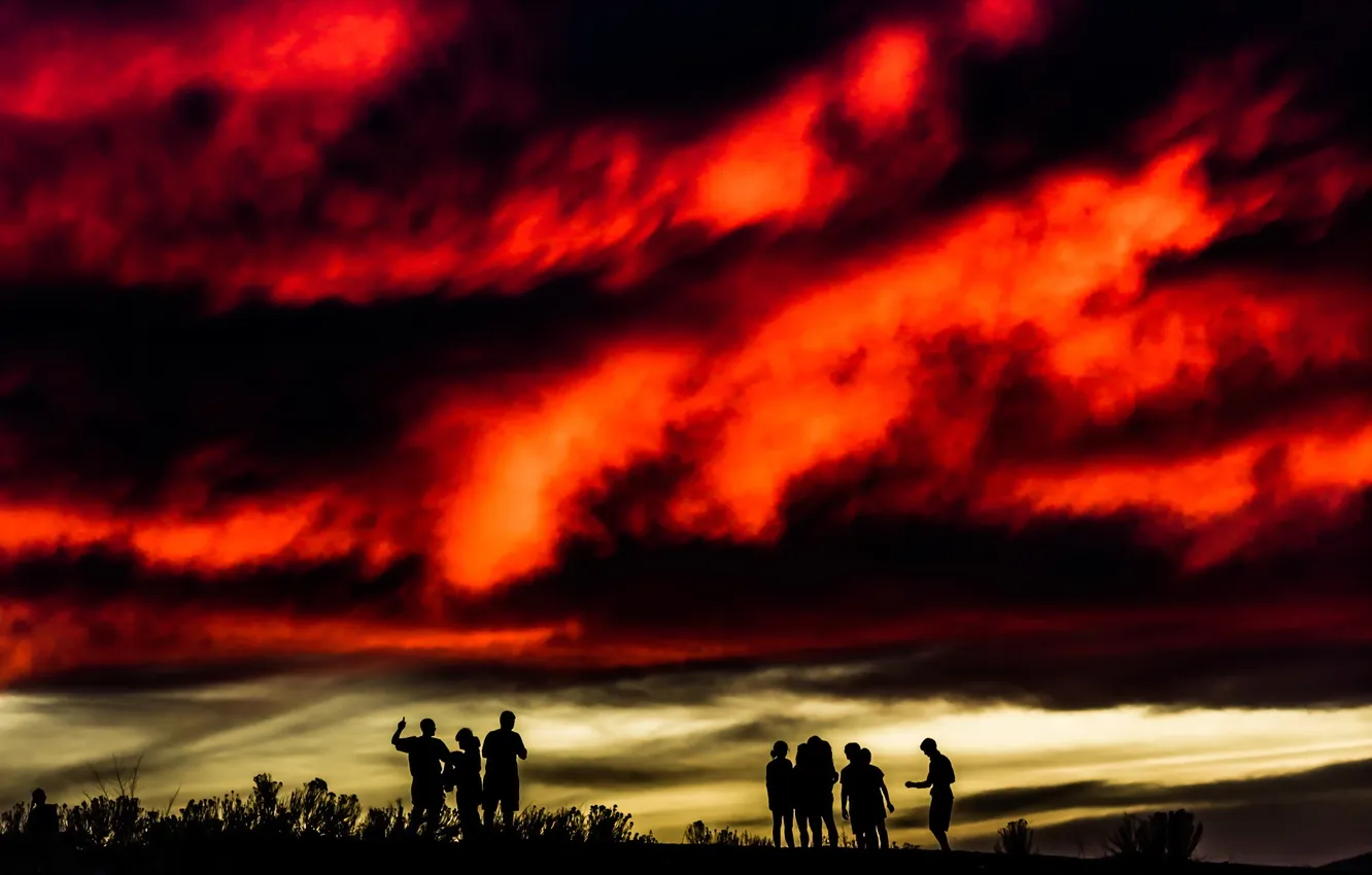 Photo wallpaper the sky, landscape, night, clouds