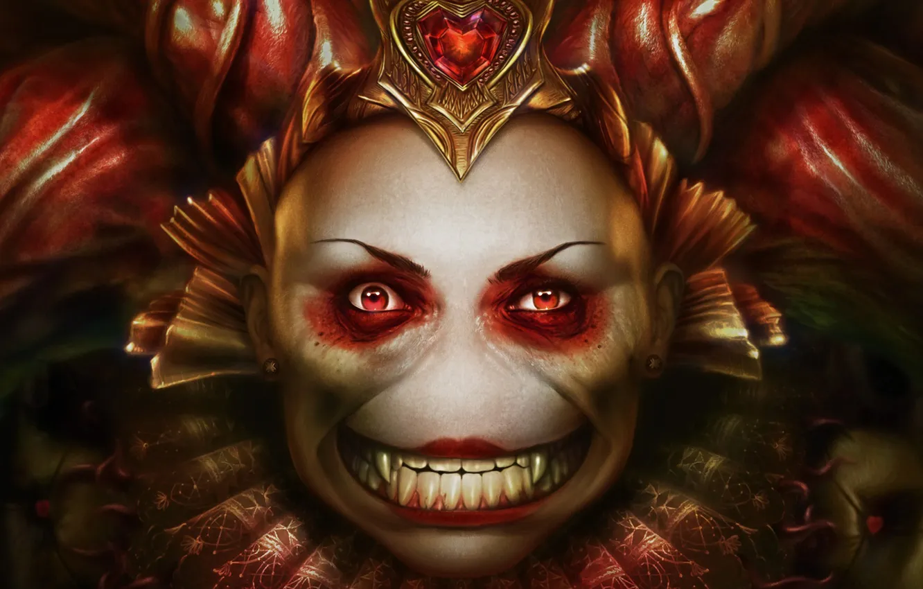 Photo wallpaper look, face, teeth, queen