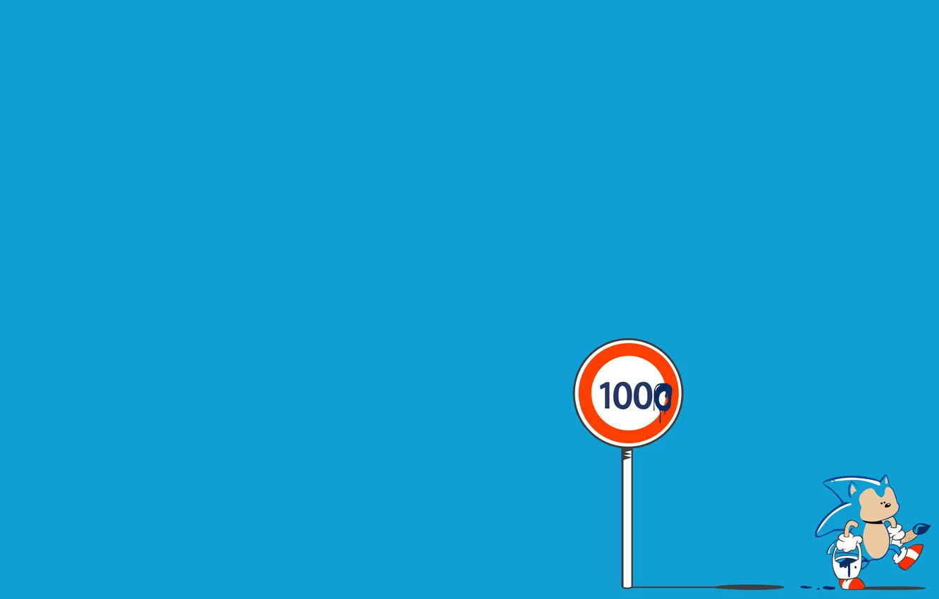 Photo wallpaper sign, paint, Sonic, brush, Sonic, ogranichennosti, speed_limit