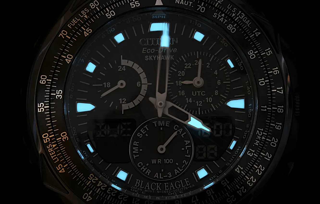 Photo wallpaper watch, Black Eagle, Citizen
