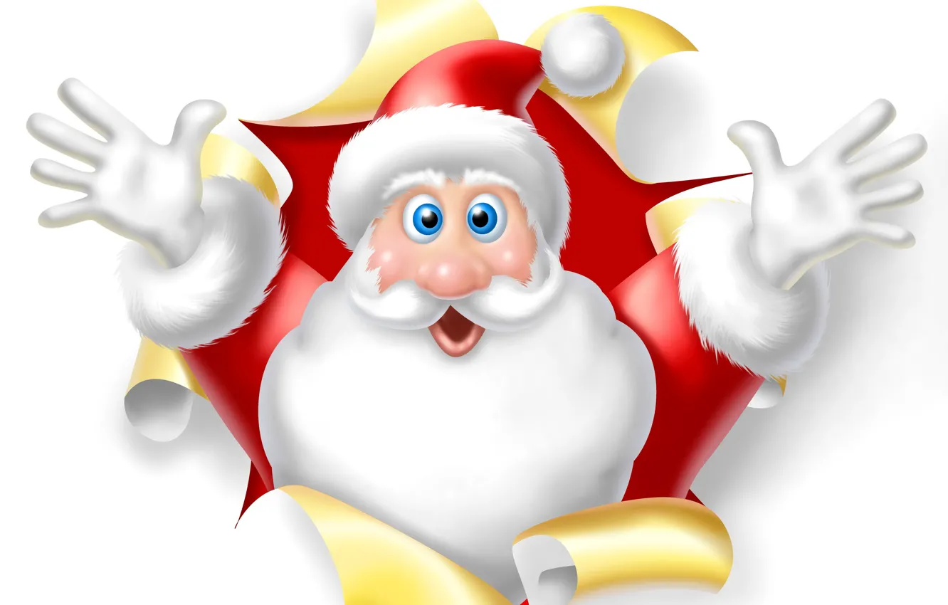 Photo wallpaper new year, white background, Santa Claus, Santa Claus, 2015