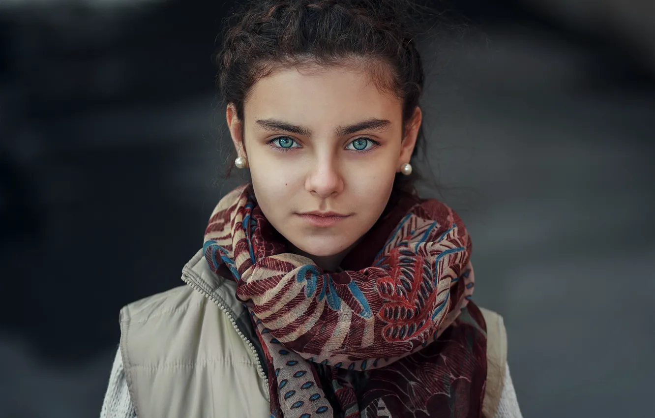 Photo wallpaper eyes, look, portrait, scarf, photographer, girl, Janibek Bakyt, To Happiness
