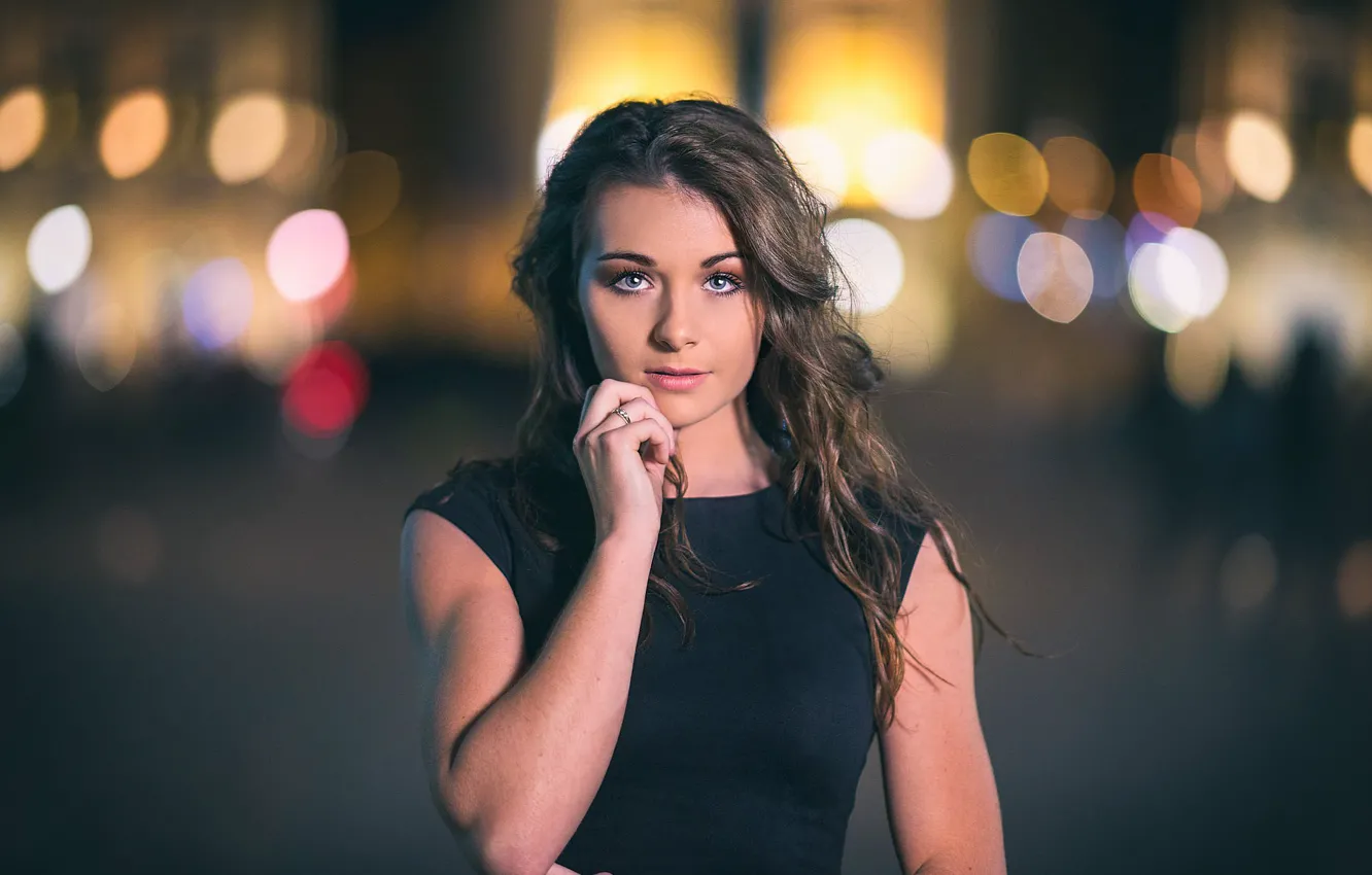 Photo wallpaper look, girl, model, bokeh, Laws