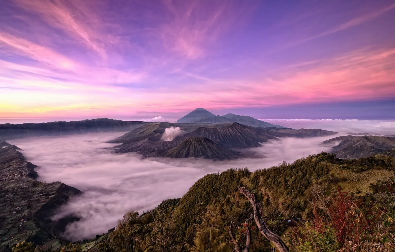 Photo wallpaper the sky, landscape, mountains, nature, nature, Indonesia, Bromo Tengger Semeru National Park