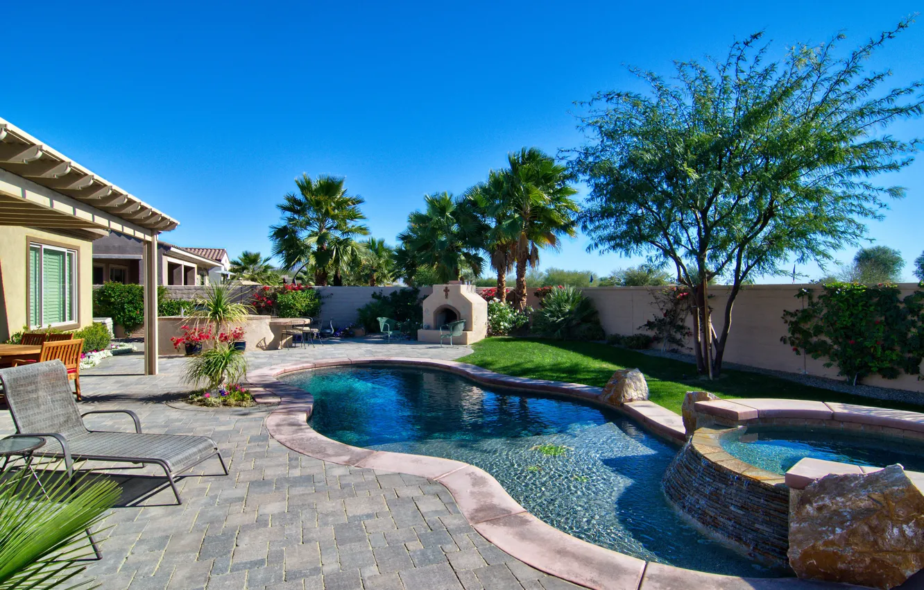 Photo wallpaper the city, pool, oven, cottage