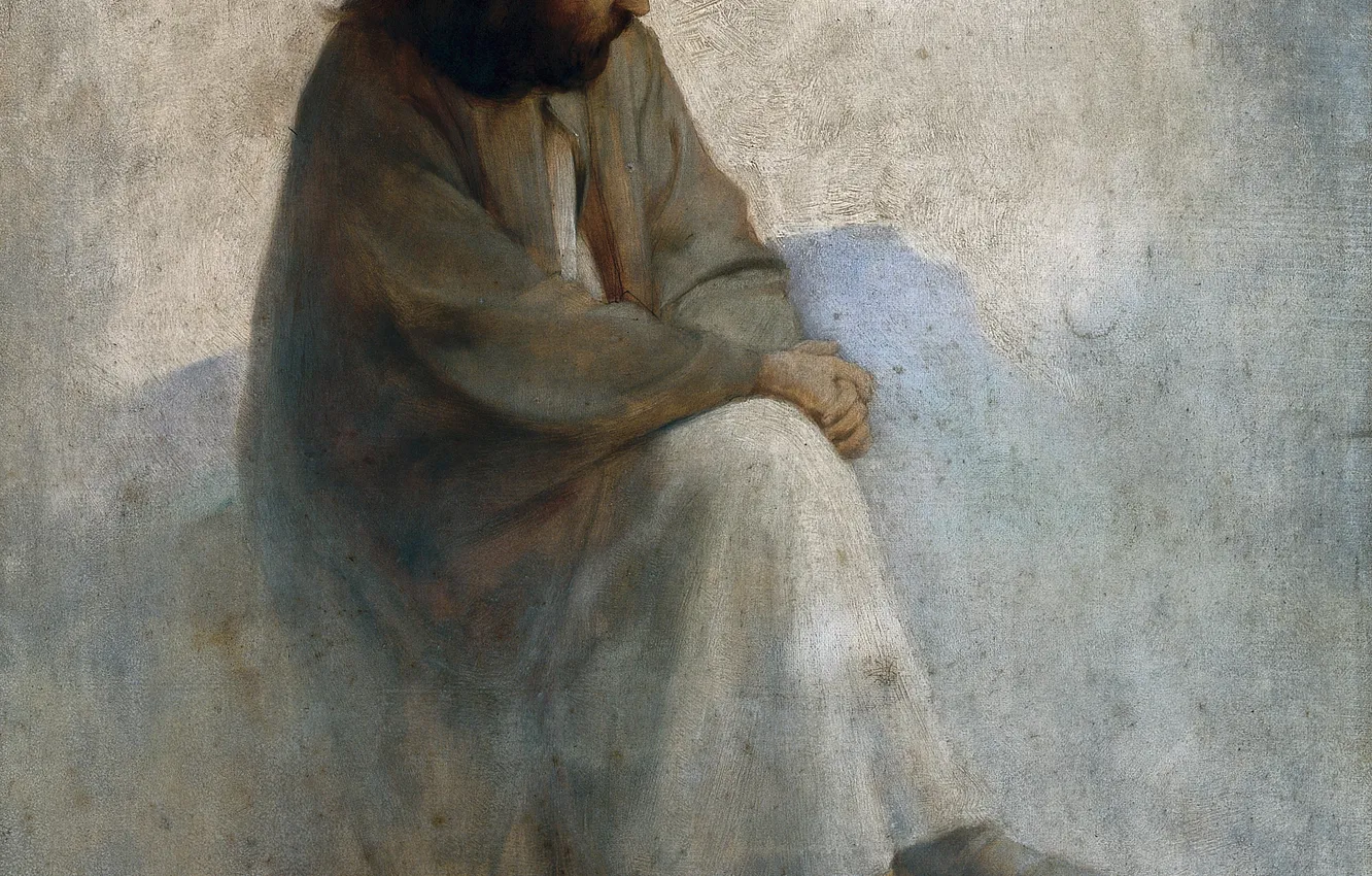Photo wallpaper Karl Wilhelm Diefenbach, Karl Wilhelm Diefenbach, Self-portrait in the image of Christ