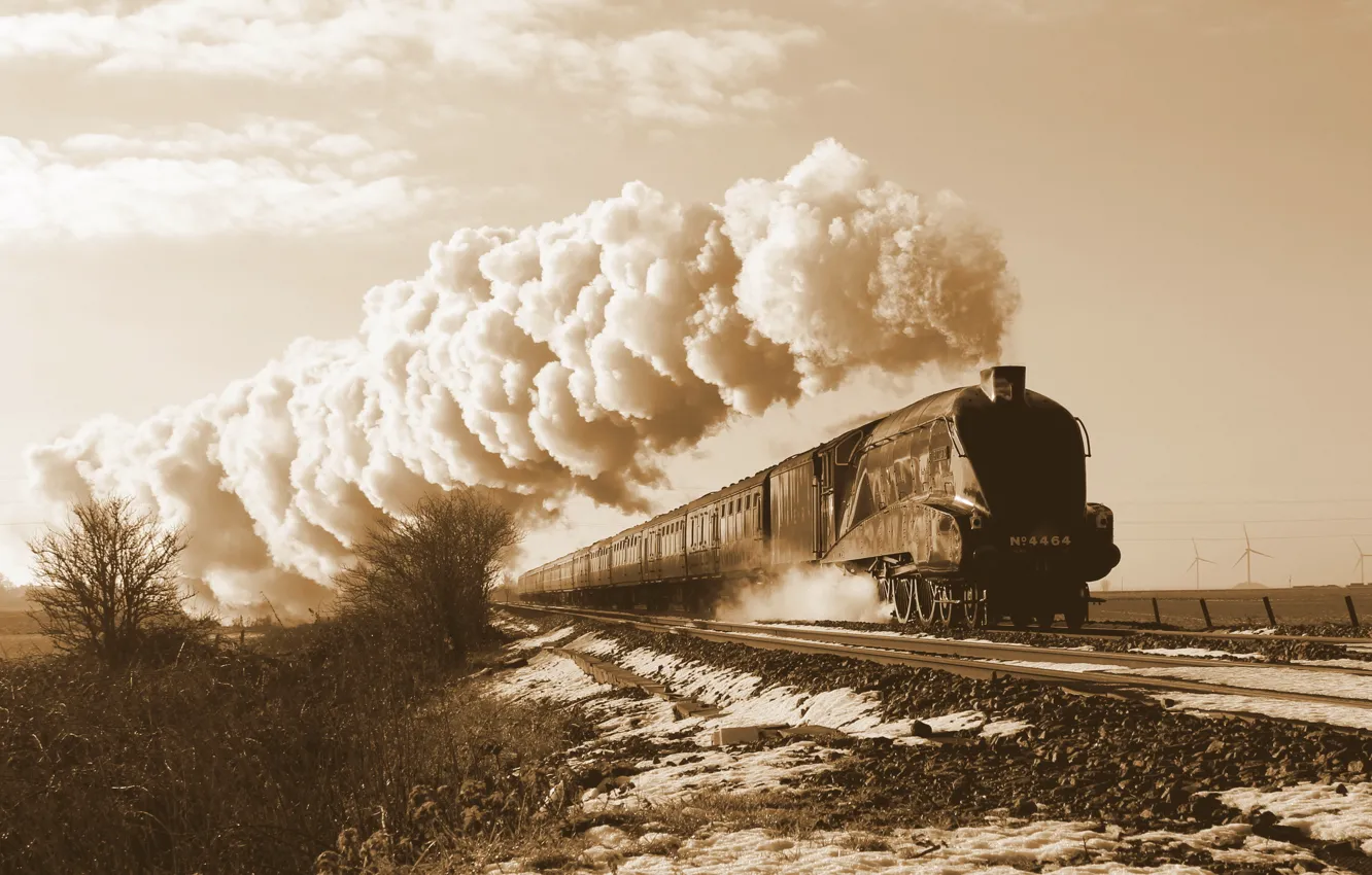 Photo wallpaper train, steamer, railroad