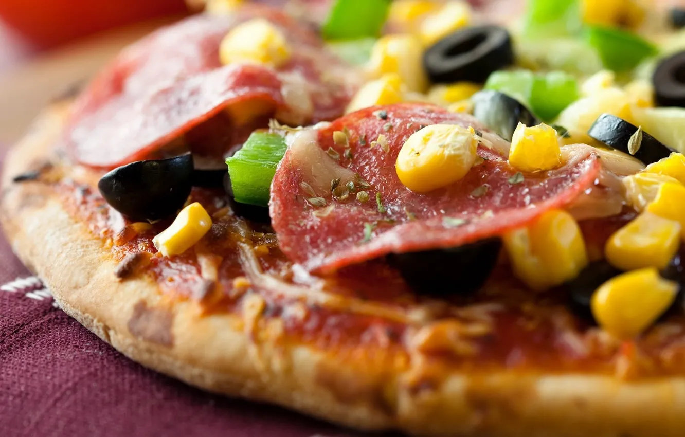 Photo wallpaper pepper, pizza, Diablo, and sharp, with salami, Calabrian