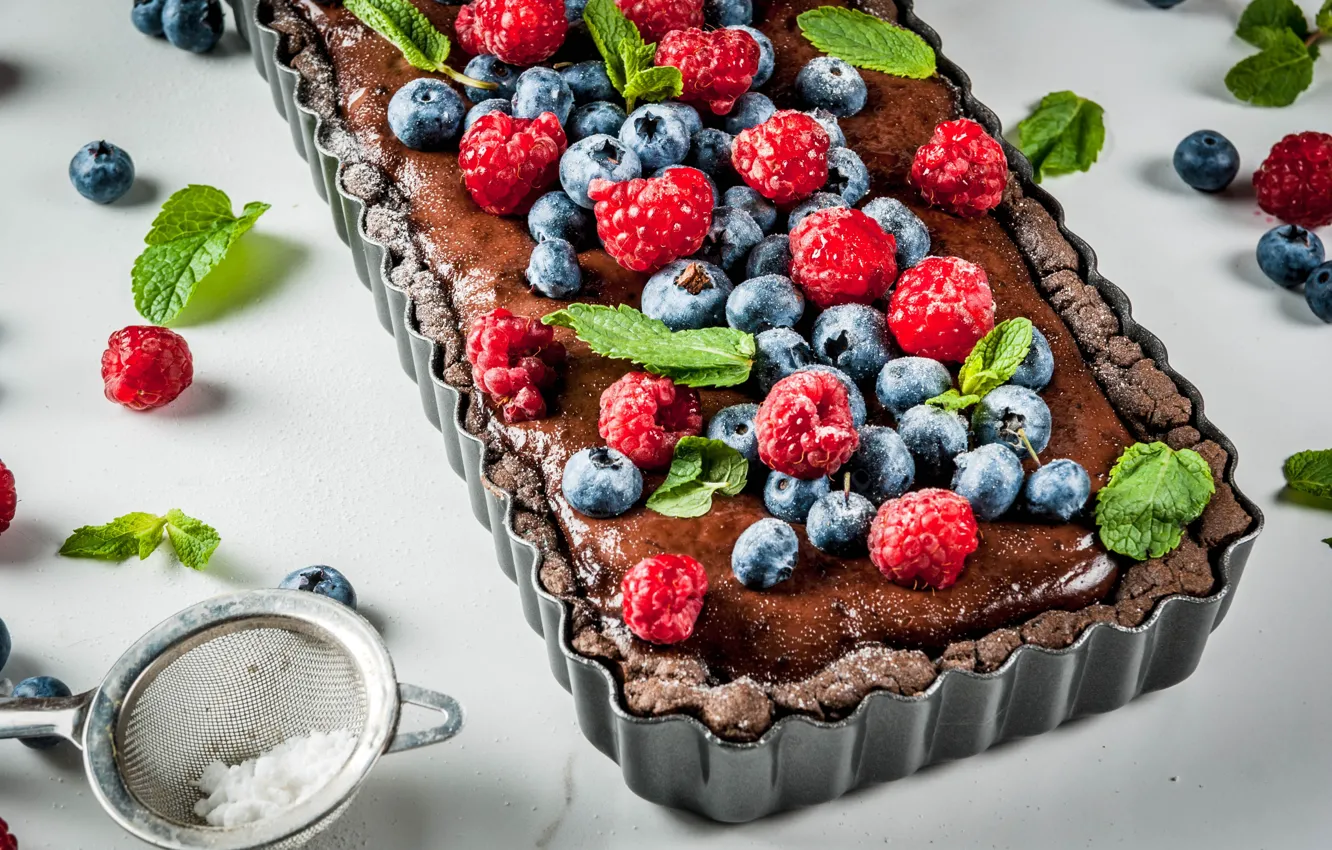 Photo wallpaper berries, pie, chocolate, Bondarenko Rimma