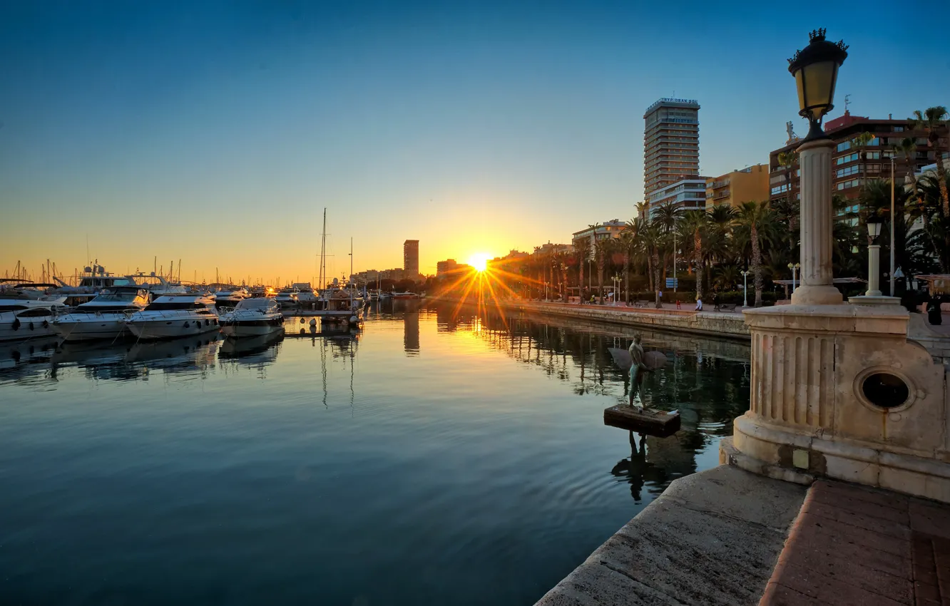 Photo wallpaper sunset, the evening, Spain, Alicante