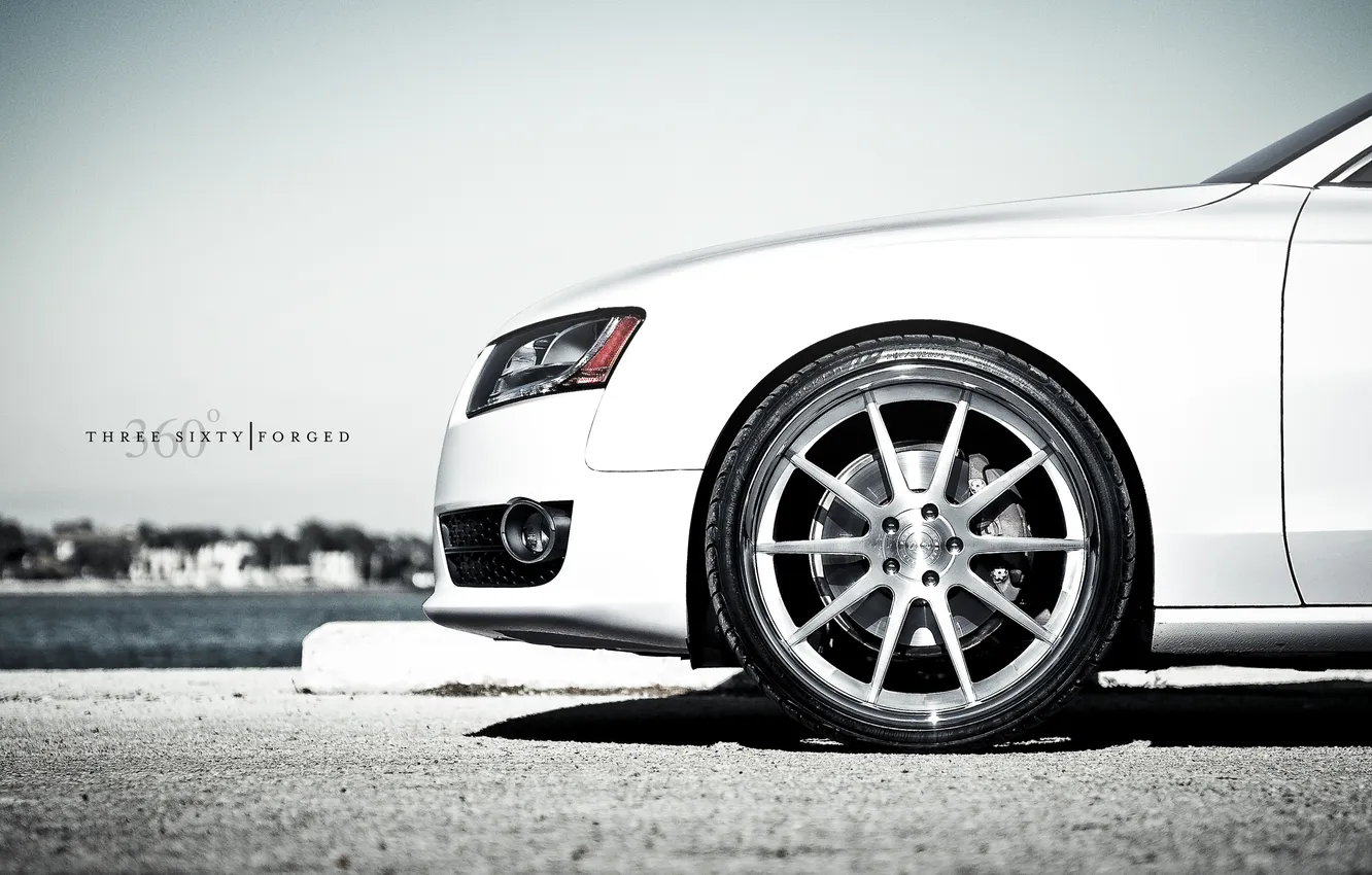 Photo wallpaper white, Audi, Audi, white, Coupe, 360 three sixty forged, US-spec, 3.2