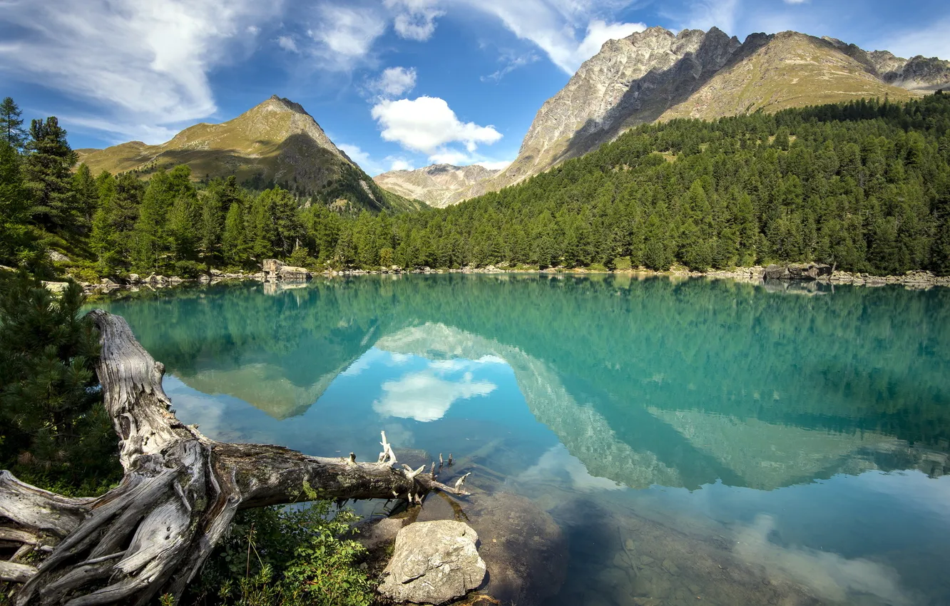 Photo wallpaper landscape, mountains, lake