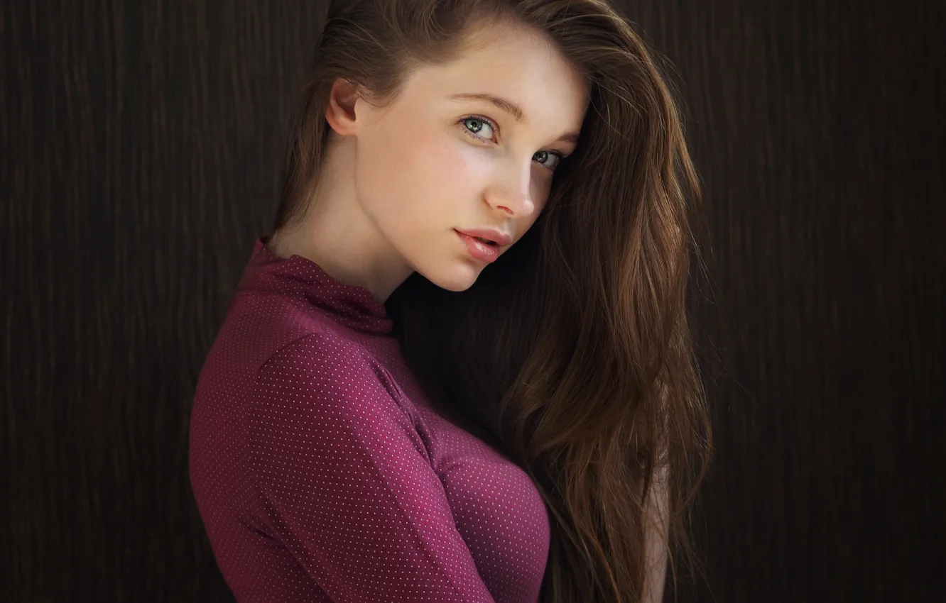 Photo wallpaper girl, face, background, sweetheart, model, portrait, light, brown hair