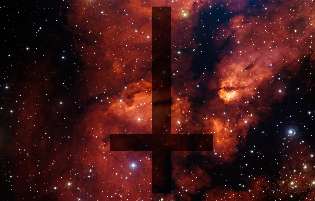 Photo wallpaper space, cross, inverted