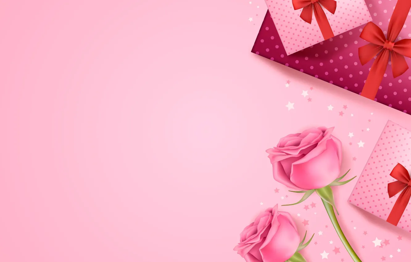 Photo wallpaper love, flowers, romance, roses, gifts, love, happy, pink