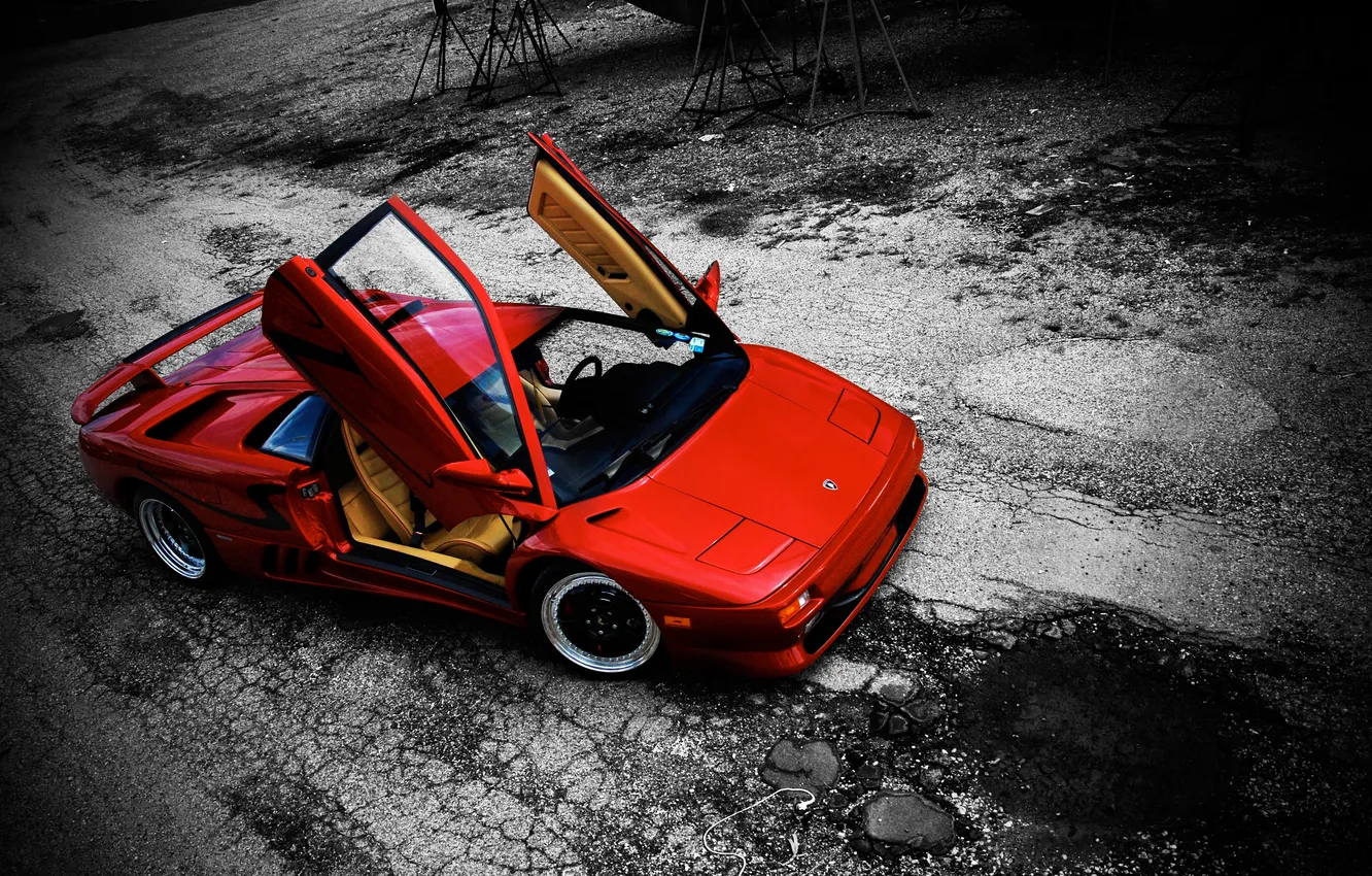 Photo wallpaper Lamborghini, red, diablo