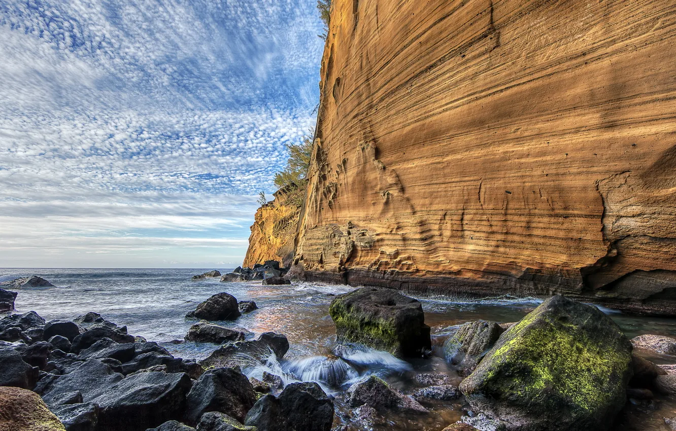 Photo wallpaper sea, landscape, rocks