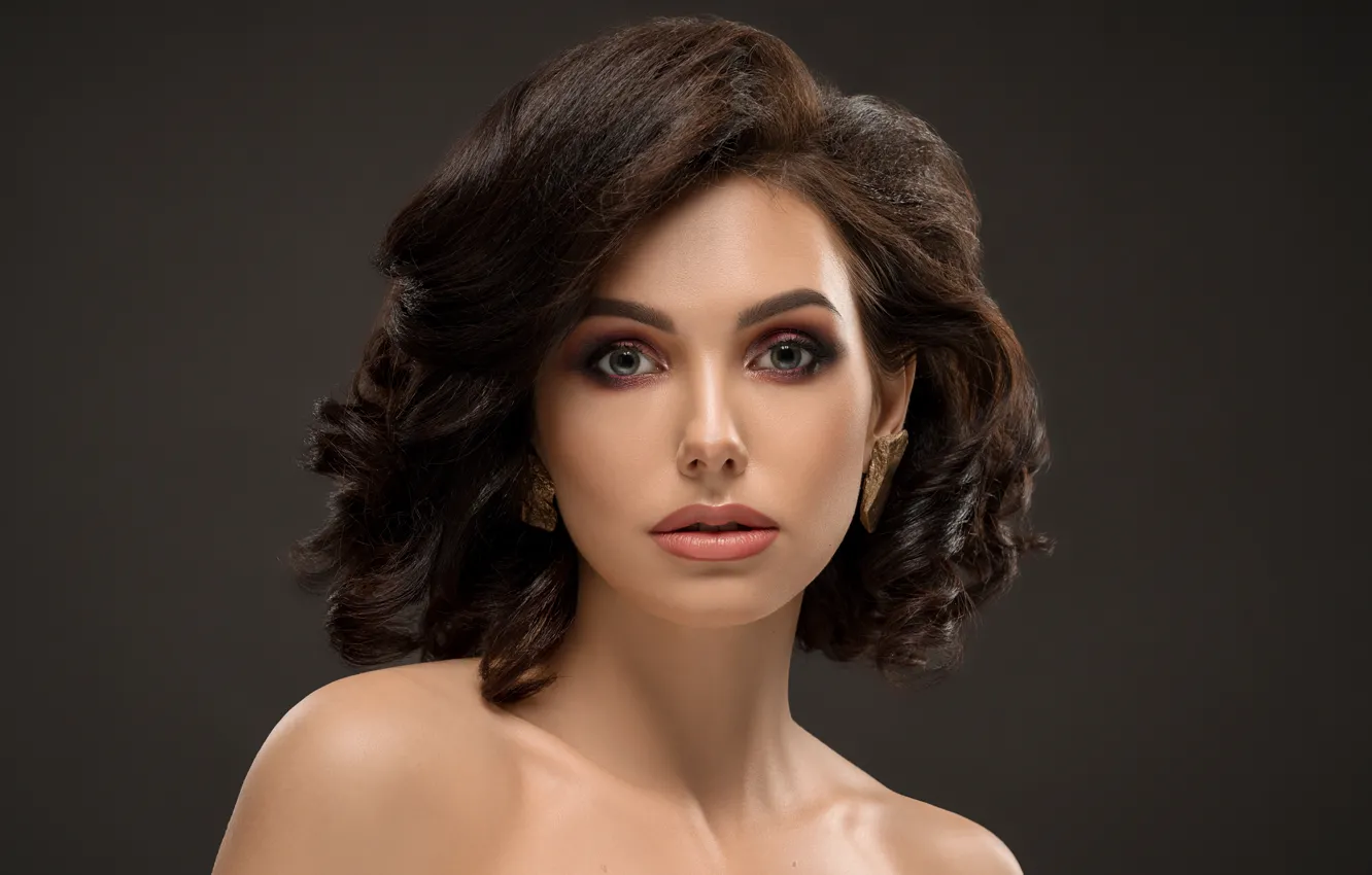 Photo wallpaper girl, model, makeup, brunette, Serhii Bobyk