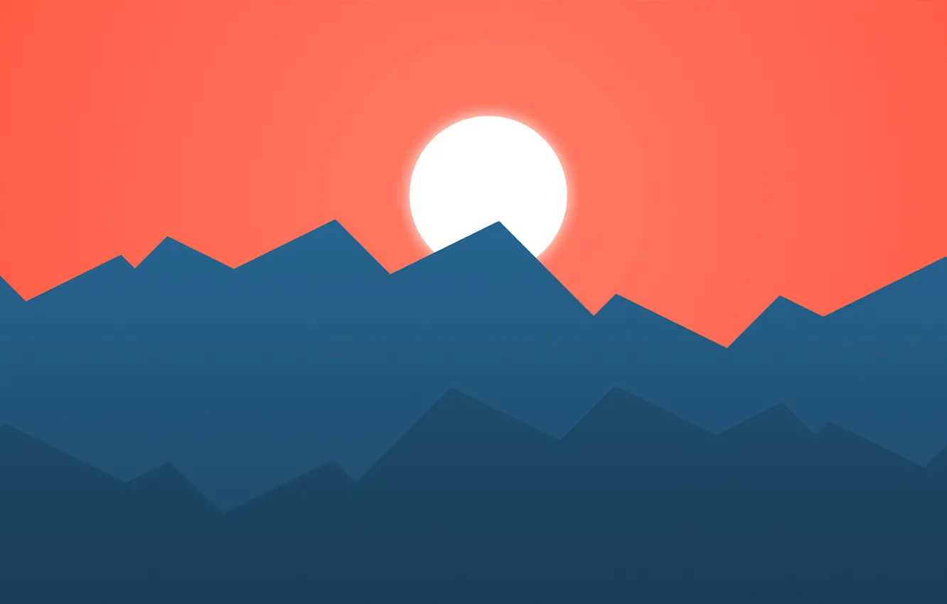 Photo wallpaper sunset, mountains, background, minimalism, vector