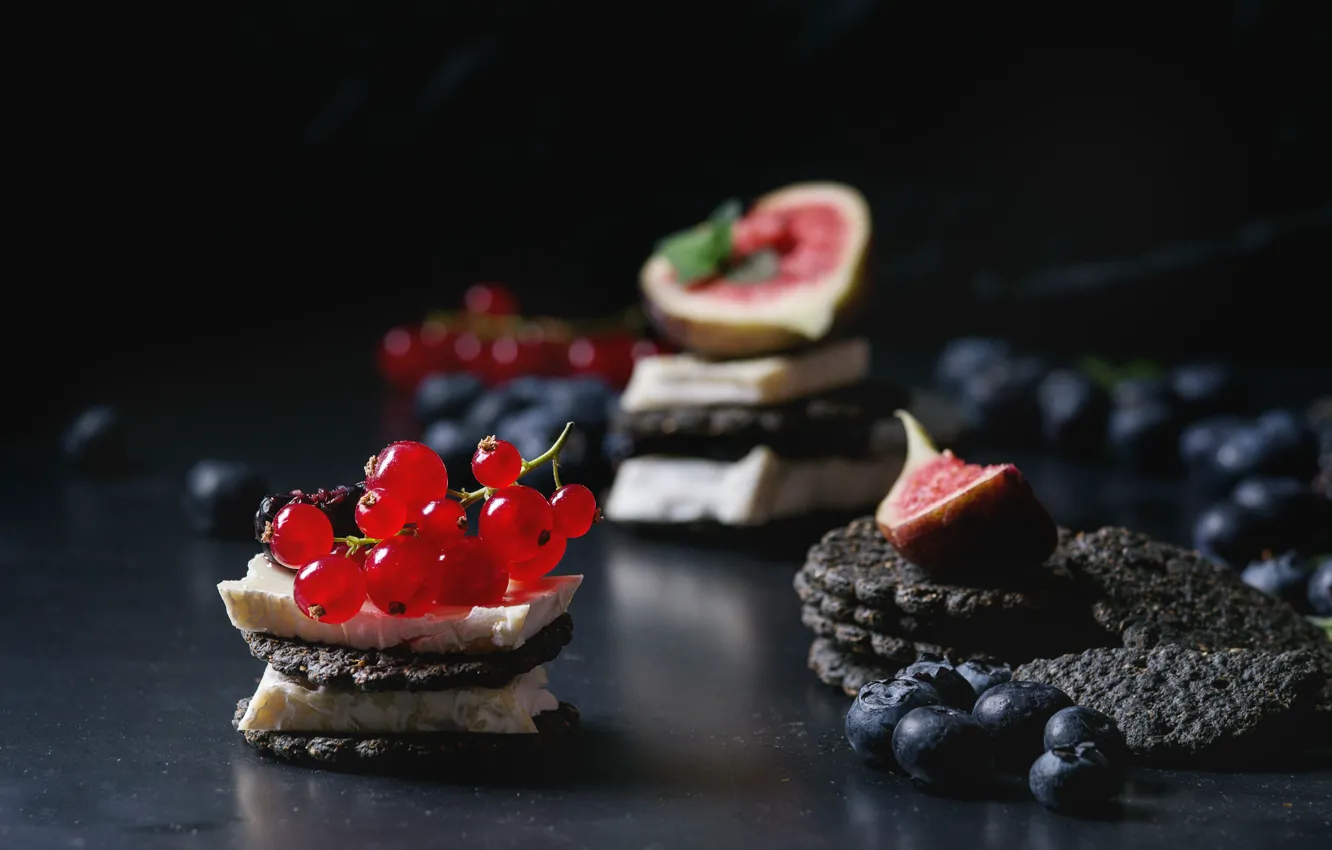 Photo wallpaper berries, cheese, cookies, figs, Myfoodie