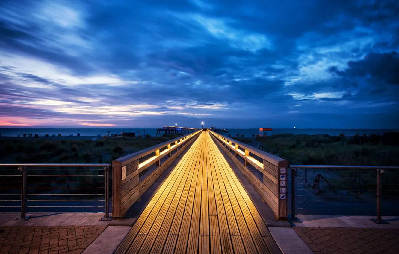 Photo wallpaper landscape, germany, Schleswig-holstein, Baltic Sea, after sunset