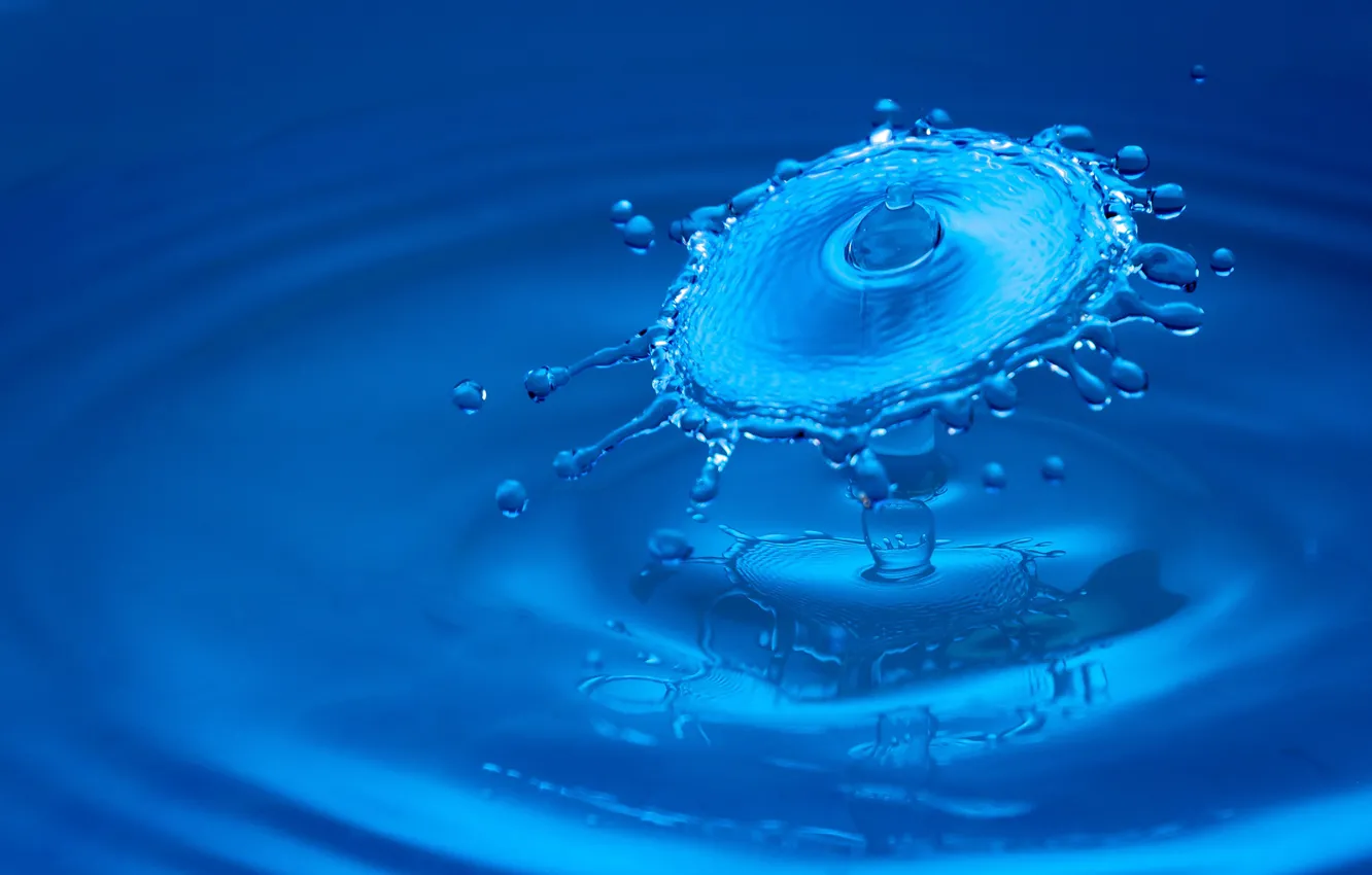 Photo wallpaper water, squirt, blue