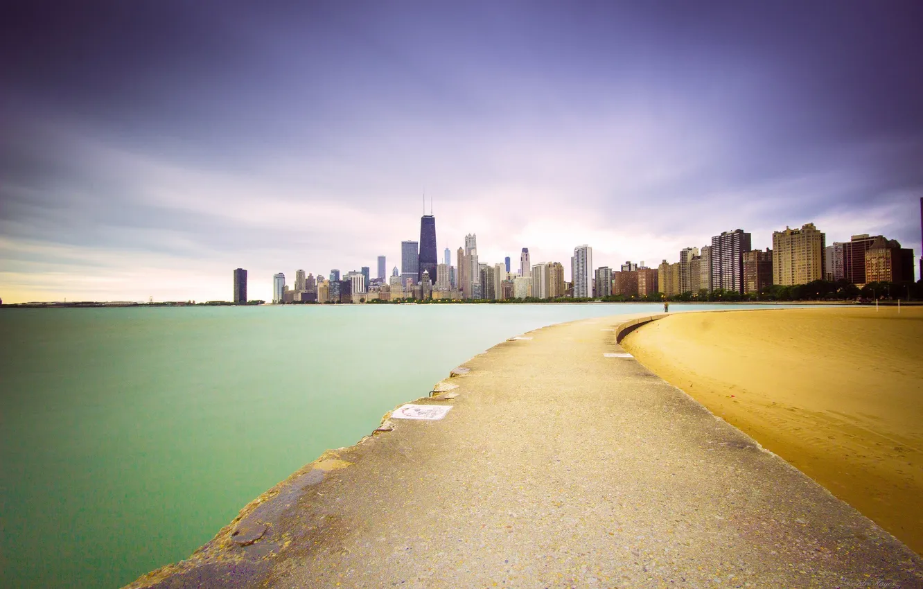 Photo wallpaper landscape, skyscrapers, Chicago, USA, Chicago, megapolis, illinois, Michigan