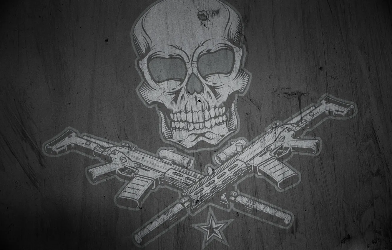 Photo wallpaper stars, skull, machine, Roger, fun