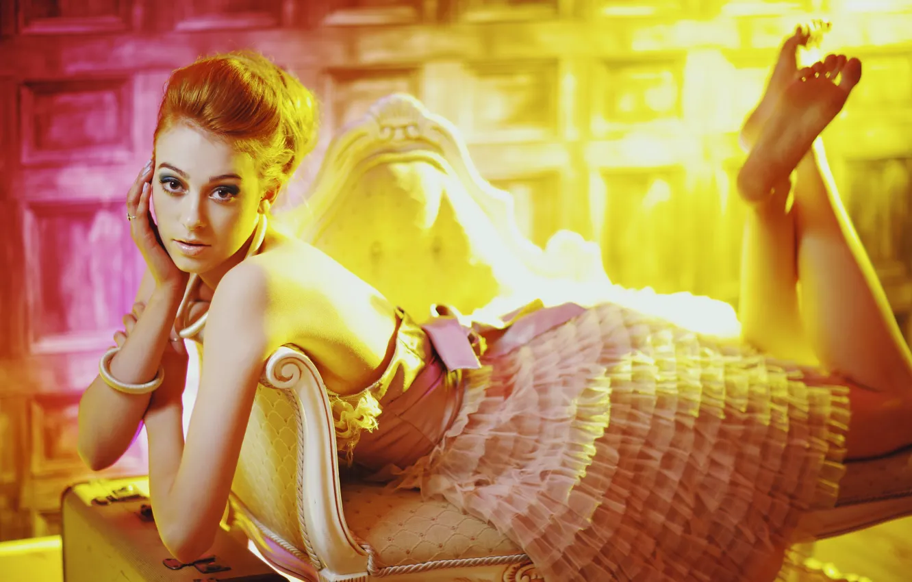 Photo wallpaper look, girl, light, style, dress